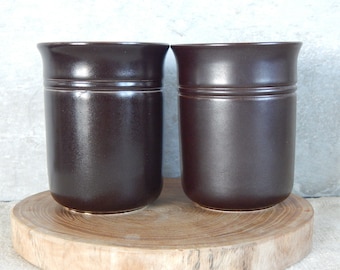 Set de 2 escandinavos vintage Höganäs Keramik Stoneware Brown Cup Pottery de Stengods Suecia Diseño escandinavo