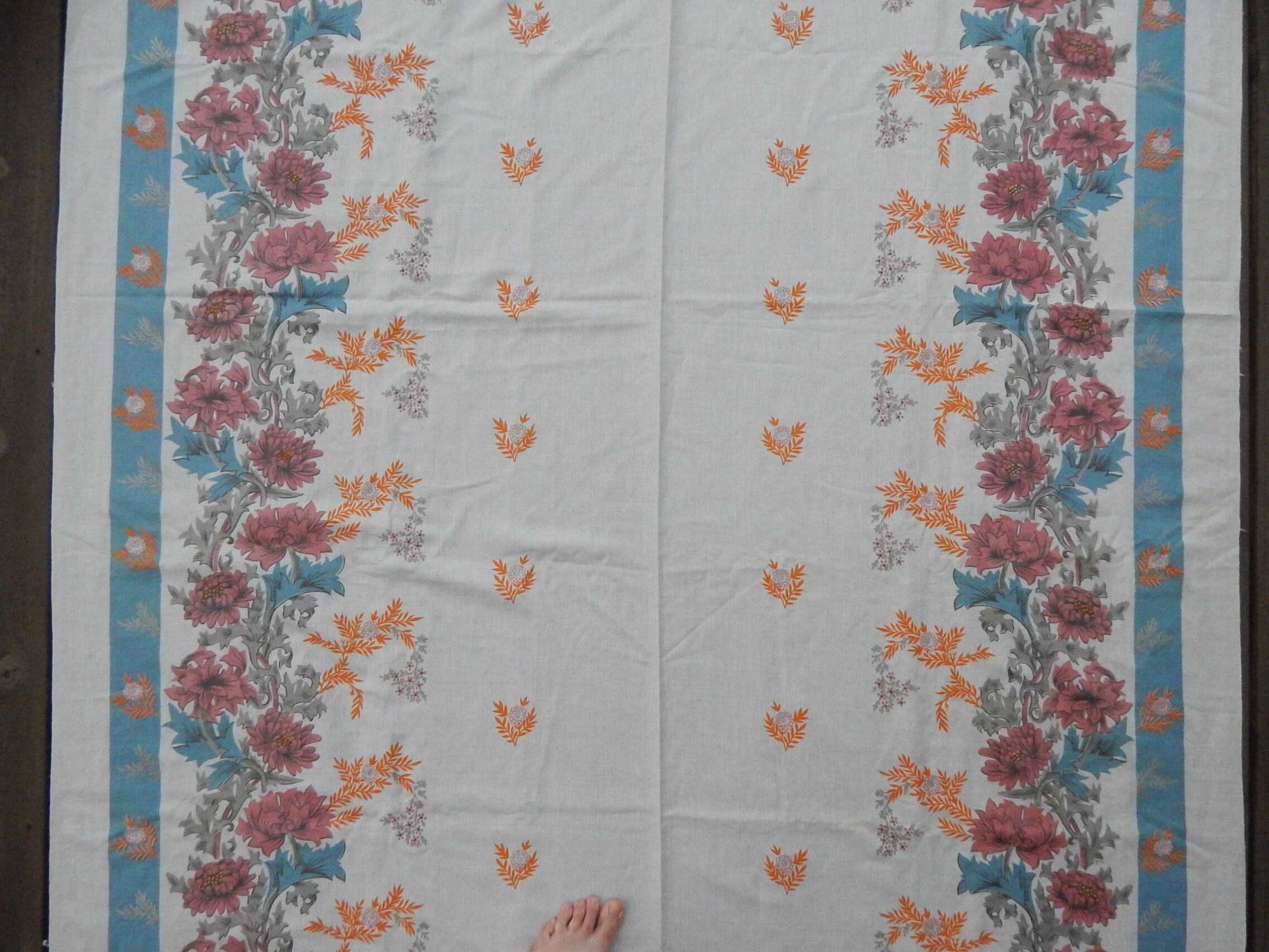 Scandinavian Vintage Swedish Linen/ Cotton Fabric Curtain Retro