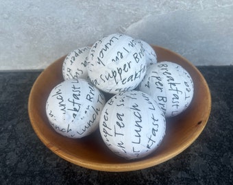 Set of 3 Black and White Rag Ball Bowl Filler Home Office Decor Table Decor Modern Farmhouse