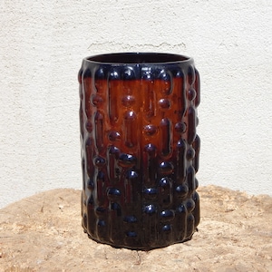 Scandinavian Brown Glass tumbler vase Mid Century Modern Design Collectible Glass