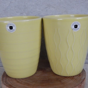 Set of 2 Scandinavian Vintage Höganäs Keramik Stoneware Pale Yellow Cup Pottery by Stengods Sweden Scandinavian Design