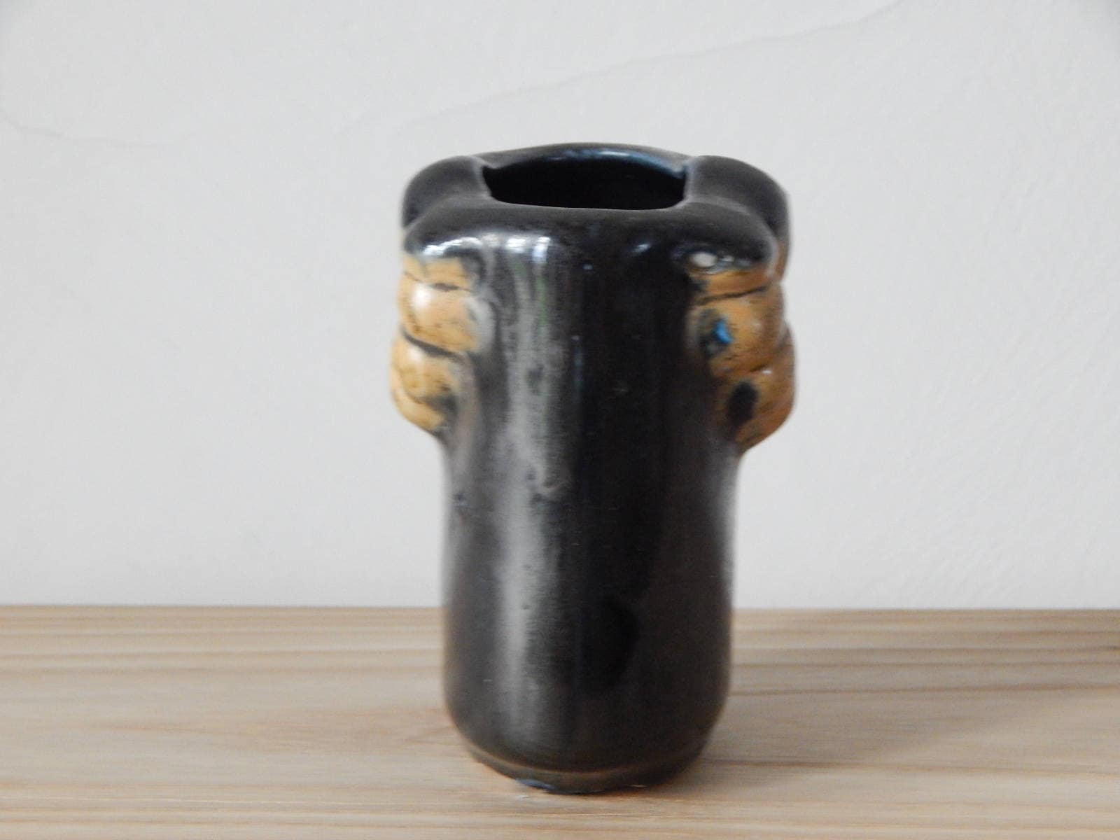 ヴィンテージの黒/黄色の陶器の花瓶デザイン 1960年代 - Etsy 日本