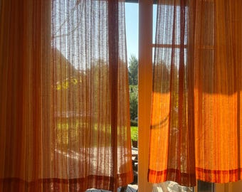 スカンジナビア風ヴィンテージ オレンジ/イエロー アクリル ビスコース