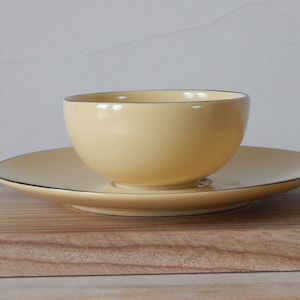 Hoganas Keramik Sweden Vintage Yellow Coffee Tea Cup/ Saucer Scandinavian Design Stoneware