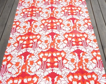 Cortina decorativa para el hogar de tela vintage escandinava naranja/roja estampada retro (133 x 170 cm)