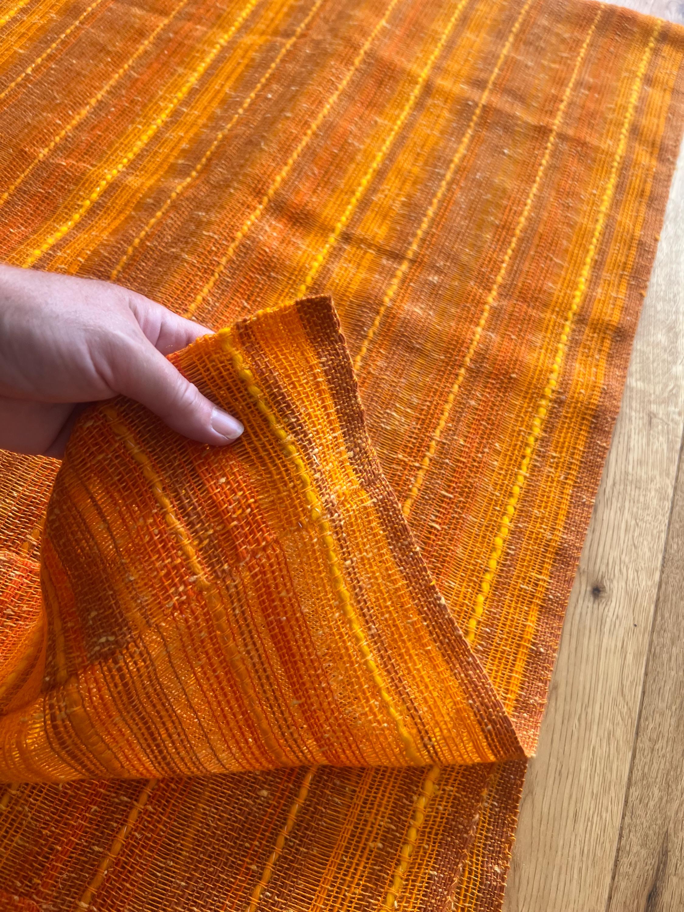 スカンジナビア風ヴィンテージ オレンジ/イエロー アクリル ビスコース