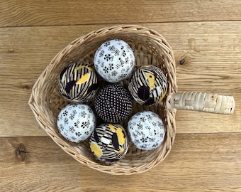 Set di 7 palline di stoffa per decorazioni pasquali, sfere decorative ricoperte di tessuto, centrotavola per tavolo da pranzo, riempitivo per ciotole, stile fattoria