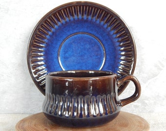 Scandinavian Vintage Gefle Kosmos Cup with Saucer Ceramic Berit Ternell 1966 -67 with Chip on Border