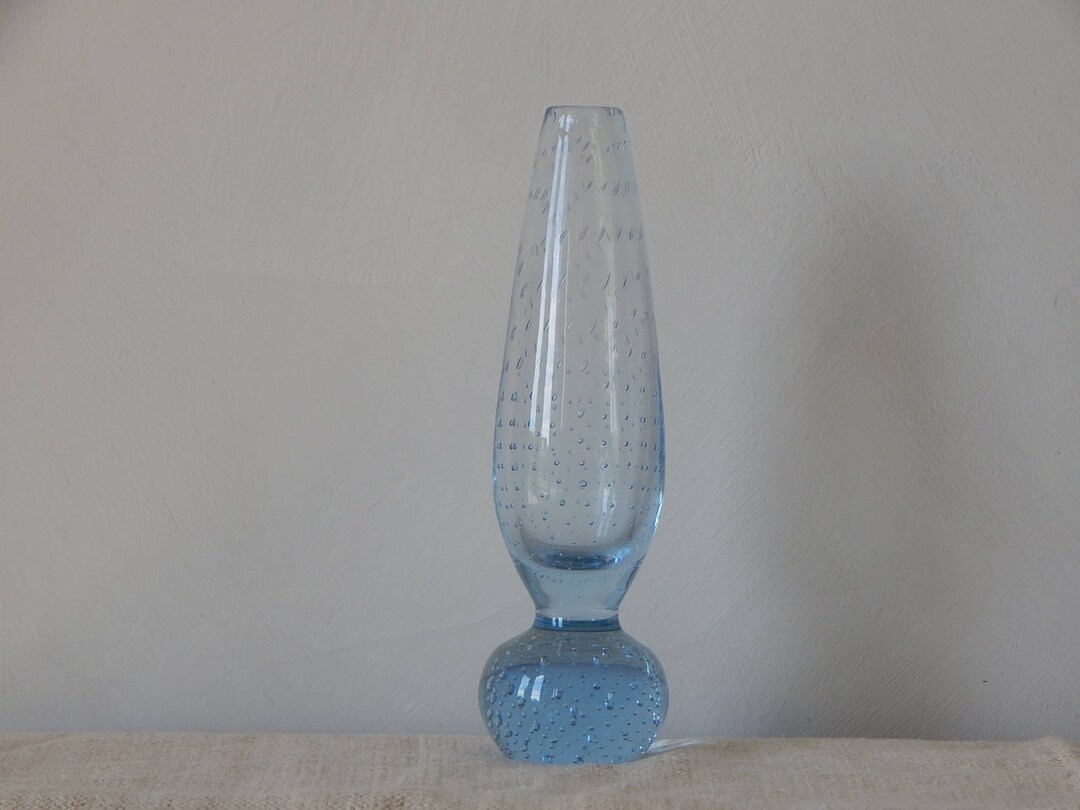 Scandinavian Vintage Light Blue Glass Vase Vintage Vase Retro Etsy