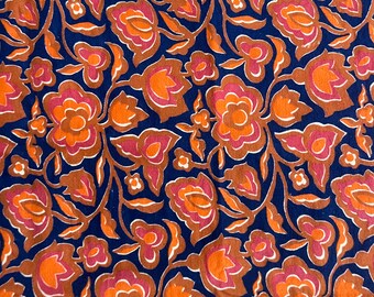 Tela de franela de algodón vintage para decoración del hogar. Algodón estampado suave de estilo retro. Fabricada en la URSS. Textil, década de 1970 (79 x 285 cm).