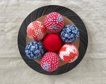 Set di 7 palline di stoffa per decorazioni pasquali, sfere decorative ricoperte di tessuto, centrotavola per tavolo da pranzo, riempitivo per ciotole, stile fattoria