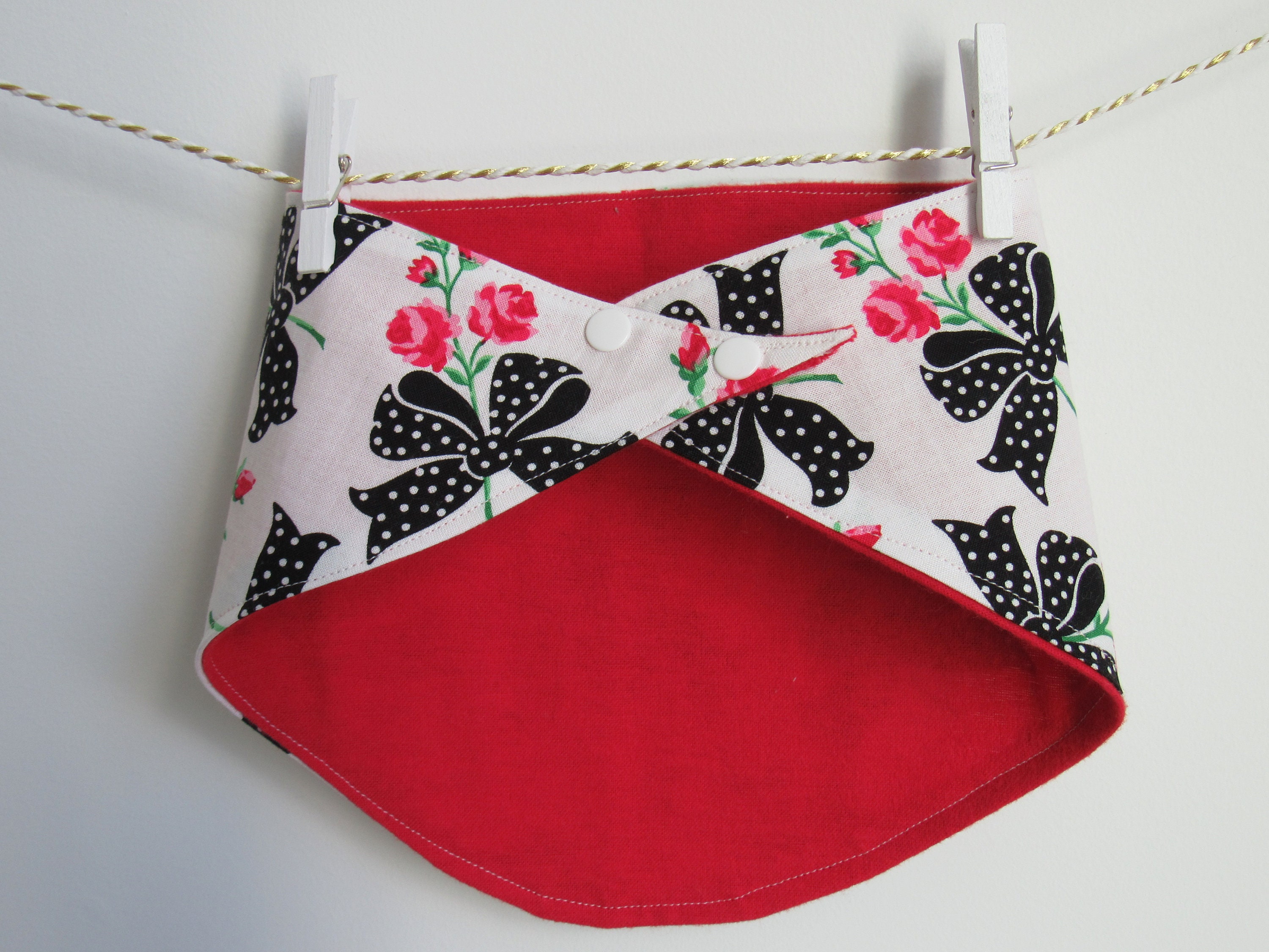 Rosebowred dot baby bib dribble bib baby girl bib roses bows  etsy