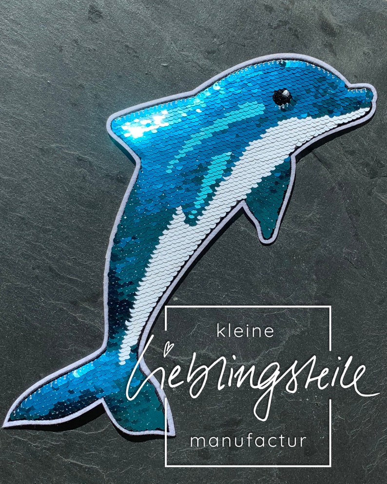 Delfin Aufnäher Bügelbild Wendepailletten Aufbügler Applikation Sticker Bild 3