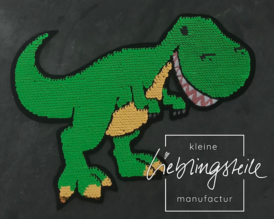 Dinosaur Patch Ironon Sticker Reversible Sequin Sticker Trex Etsy