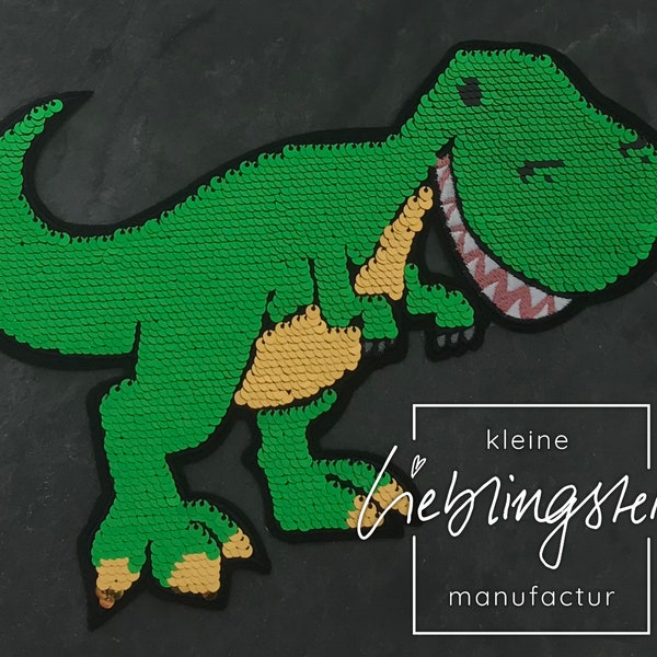 Dinosaurier Aufnäher Bügelbild Sticker Wendepailletten Aufkleber T-Rex Applikation