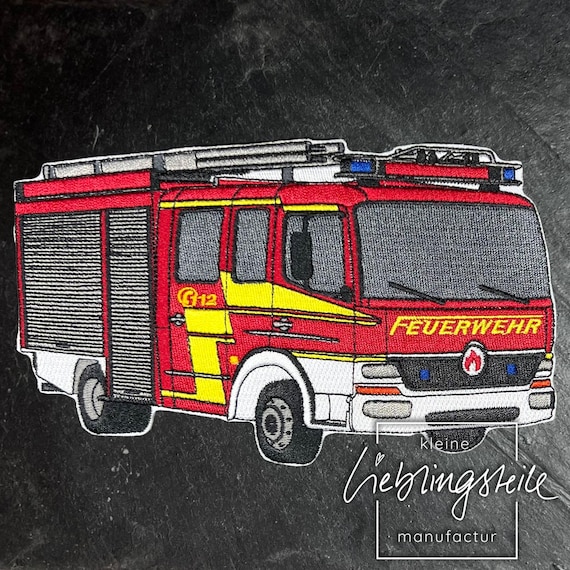 Feuerwehr Feuerwehrauto Aufnäher Bügelbild Aufbügler Aufkleber