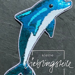 Delfin Aufnäher Bügelbild Wendepailletten Aufbügler Applikation Sticker Bild 2