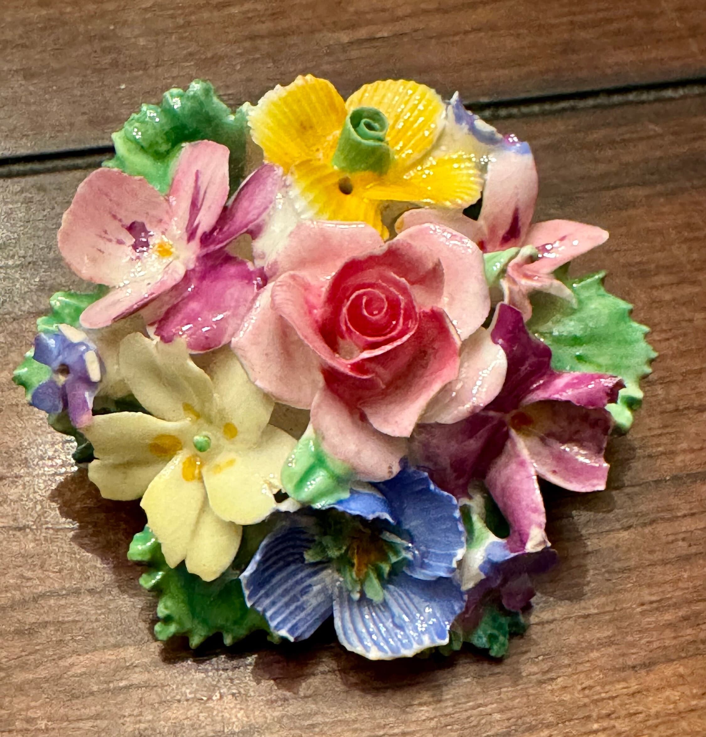 Crown Staffordshire England Spring Floral Brooch Pin - Etsy