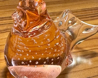 Pink Glass Controlled Bubble Bird Figurine Paperweight