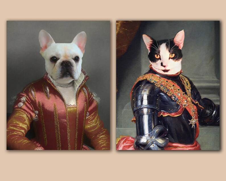 Custom Pet Portrait Pet portraits Regal Pet Portrait | Etsy