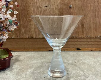 Martini Glass Frost Geometric Hammered Stem Crystal Art Deco