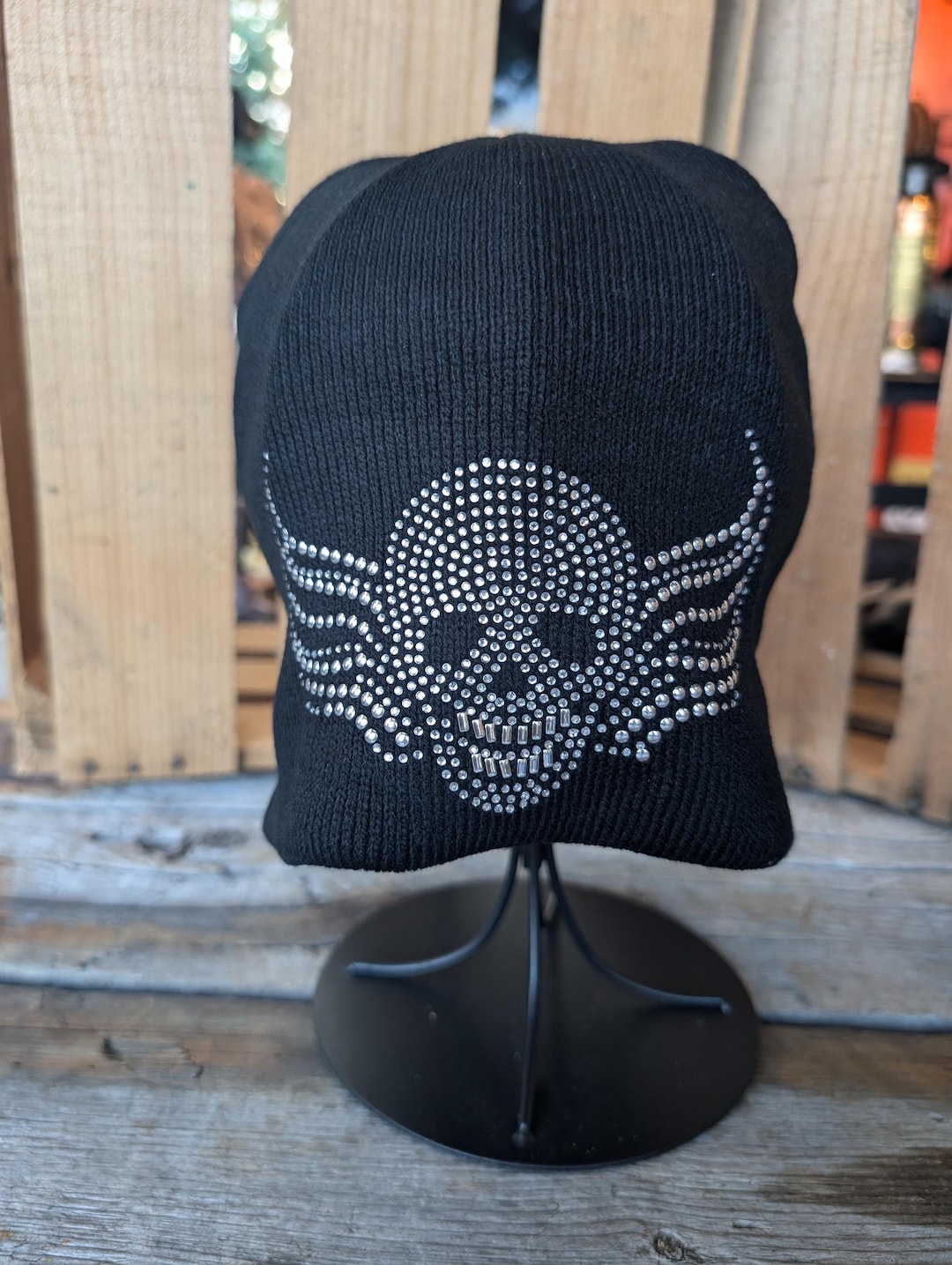 Warm Skull Winter Beanie With Rhinestones - Etsy Warm Skull Winter Beanie With Rhinestones - Etsy