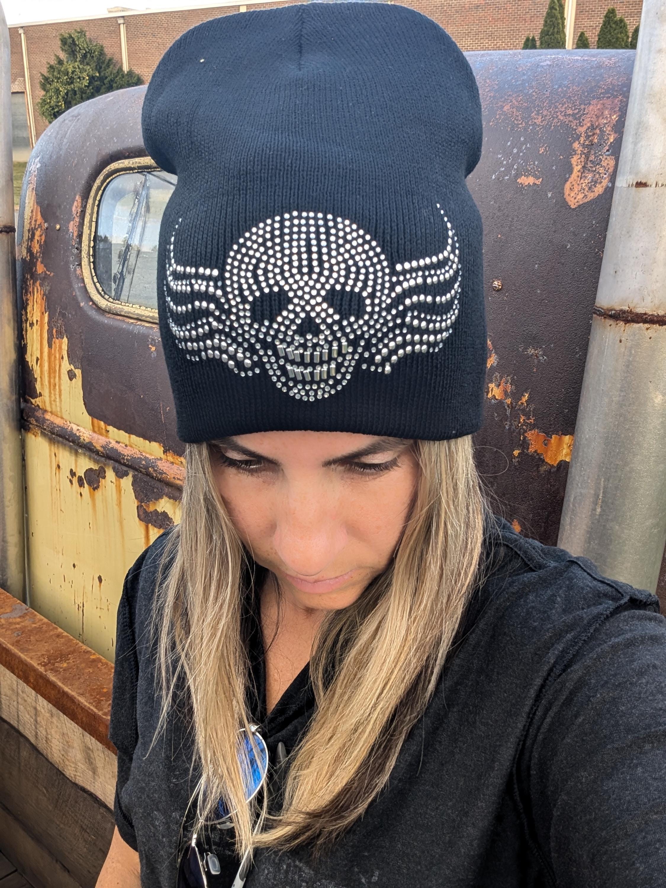 Warm Skull Winter Beanie With Rhinestones - Etsy display picture 2