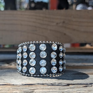 Genuine Leather Crystal Bling Bracelet