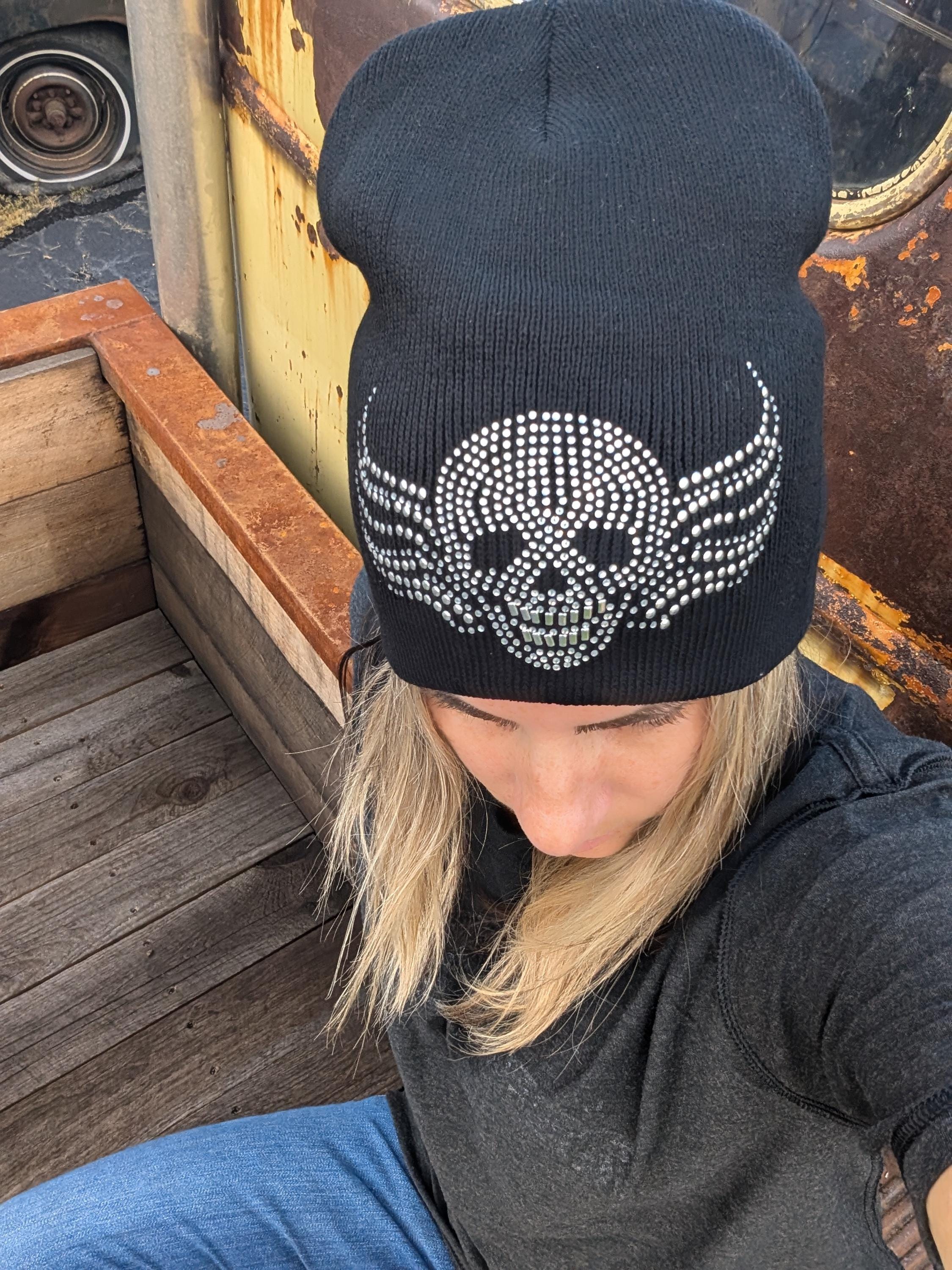 Warm Skull Winter Beanie With Rhinestones - Etsy