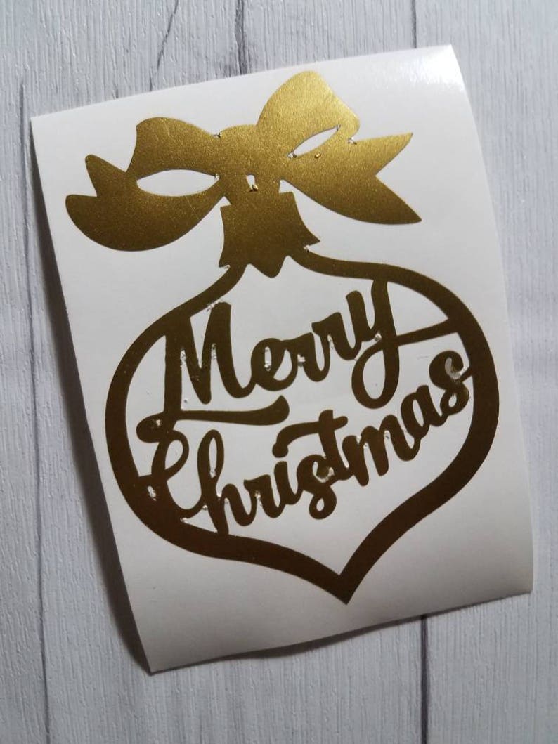 Sale Merry Christmas ornament bow vinyl decal Di Cut Decal Etsy