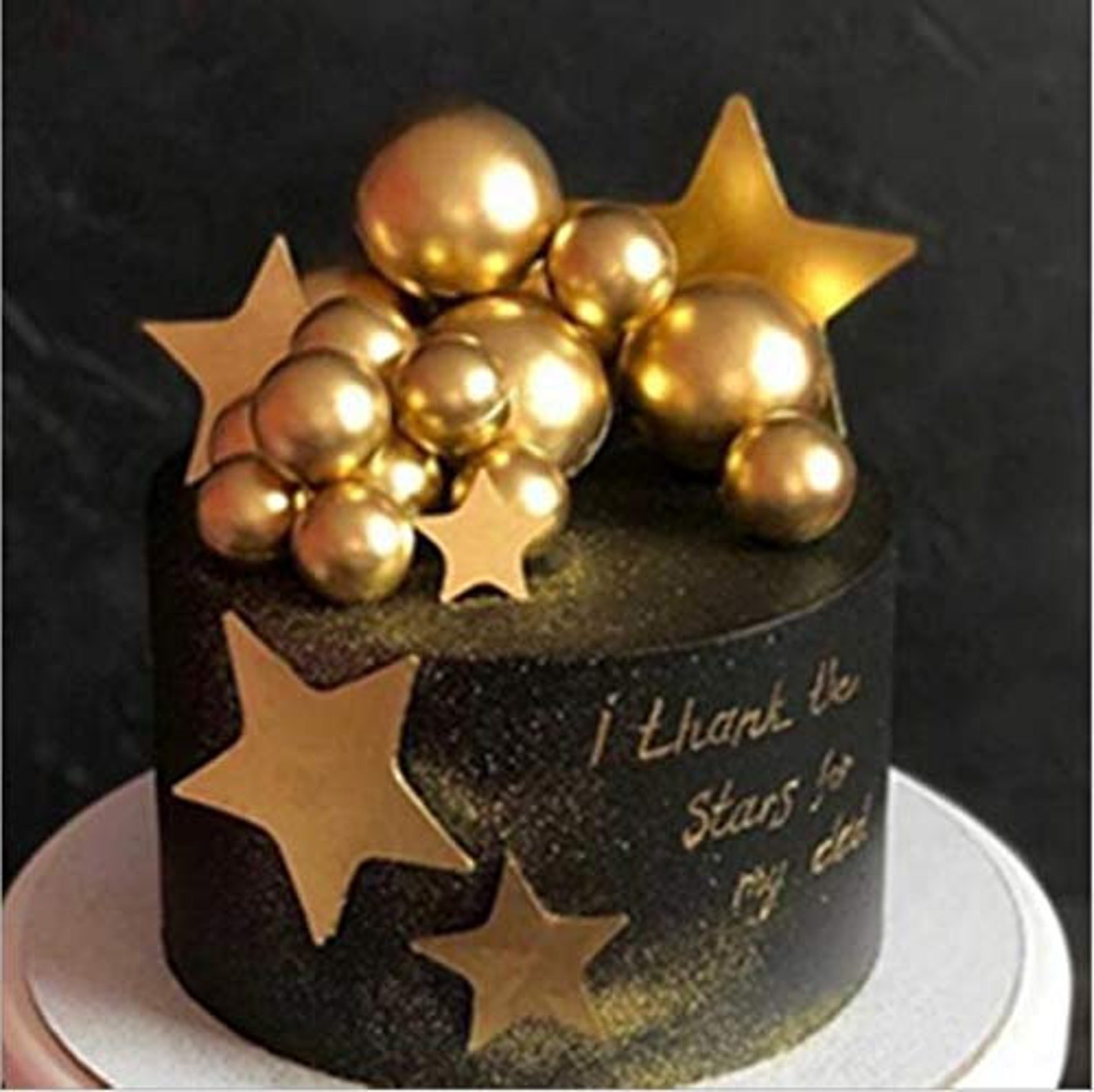 16 Pcs Gold Silver Balls Cake Topper DIY Pile up Insert Happy Etsy