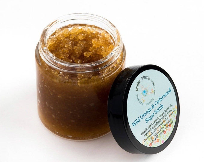 Exfoliating Sugar Scrub, Wild Orange Cedarwood Body Scrub, Organic Sugar Scrub, Dry Skin Exfoliator, Body Scrub Gifts, 4oz Sugar Body Scrubs