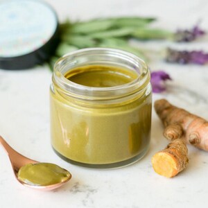 Turmeric Face Mask Clay mask with Matcha tea, Manuka Honey and Bentonite Clay for Skin Balancing and Blemishes 2 oz image 1