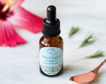 Bio-Vitamin-C-Serum | Hibiskus & Hagebutte botanisches Elixier mit Rosmarin und Jojoba | Ausstrahlung für die reife Haut