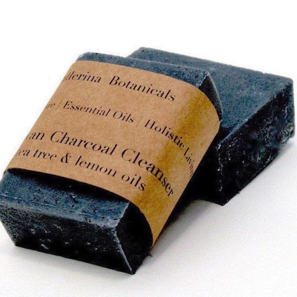Charcoal Soap for Blemished and Oily Skin | Detox Soap with Lemon & Tea Tree Oils, Activated Charcoal + Walnut Shell for Exfoliating