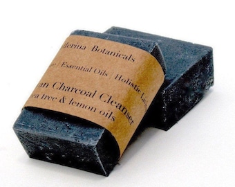 Charcoal Soap for Blemished and Oily Skin | Detox Soap with Lemon & Tea Tree Oils, Activated Charcoal + Walnut Shell for Exfoliating