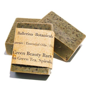 Peppermint Soap with Matcha Green Tea, Spirulina for Bath & Shower Body Wash Vegan Soap, Handmade Organic Soap image 1