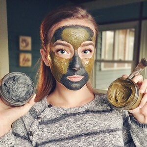 Turmeric Face Mask Clay mask with Matcha tea, Manuka Honey and Bentonite Clay for Skin Balancing and Blemishes 2 oz image 6