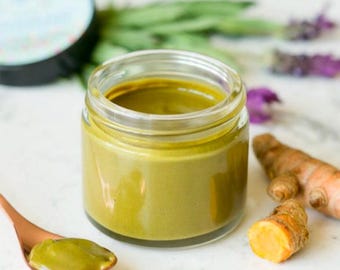 Maschera alla curcuma e argilla matcha con miele di manuka / Trattamento viso naturale per una pelle liscia e idratata (2 oz), regalo per lei