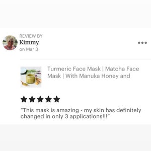 Clay Face Mask Turmeric Mask with Matcha tea, Manuka Honey and Bentonite Clay for Skin Balancing 2oz, Gift For Her image 4