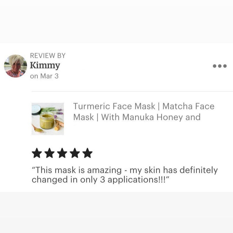 Clay Face Mask Turmeric Mask with Matcha tea, Manuka Honey and Bentonite Clay for Skin Balancing 2oz, Gift For Her image 4