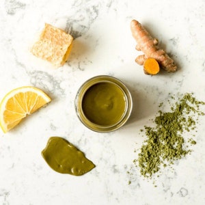 Turmeric Face Mask Clay mask with Matcha tea, Manuka Honey and Bentonite Clay for Skin Balancing and Blemishes 2 oz image 2