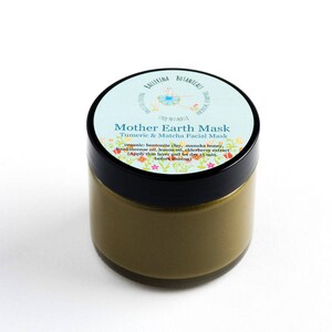 Clay Face Mask Turmeric Mask with Matcha tea, Manuka Honey and Bentonite Clay for Skin Balancing 2oz, Gift For Her image 5