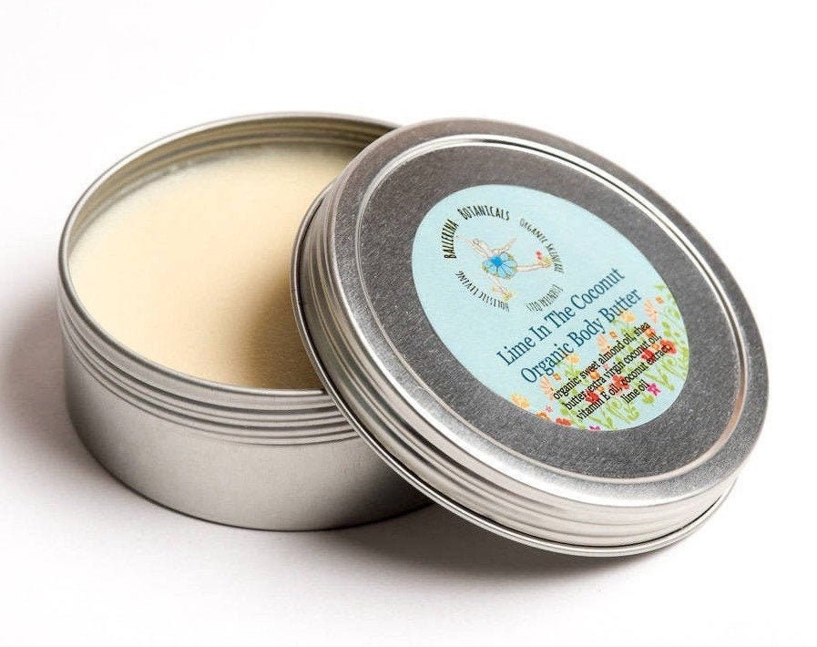 Organic Body Butter with Shea Butter and Vitamin E Oil for Dry Skin Lime in the Coconut