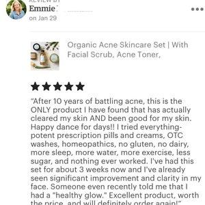 Balancing Skincare Set Organic Facial Scrub, Apple Cider Vinegar Toner, Charcoal Soap, & Face Cream Blemished Skincare Set image 6