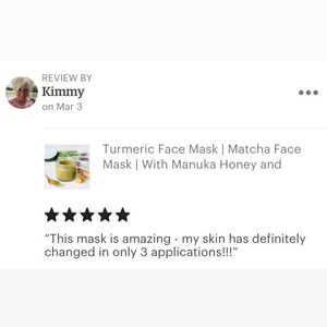 Turmeric Face Mask Clay mask with Matcha tea, Manuka Honey and Bentonite Clay for Skin Balancing and Blemishes 2 oz image 4