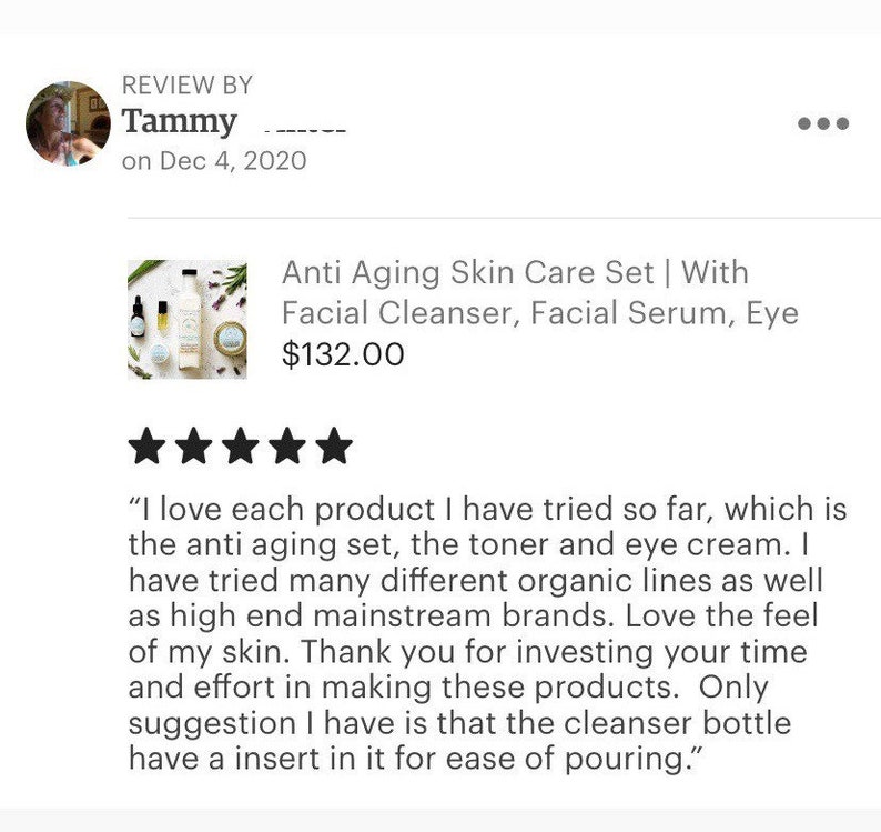 Daily Skin Care Set Facial Kit Includes Facial Cleanser, Facial Serum, Eye Serum, Organic Eye Cream, & Face Cream Natural Skin Care image 10