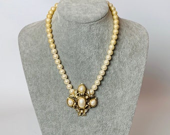 Vintage Marvella Faux Pearl Necklace With Faux Pearl and Gold - Etsy