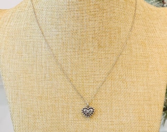 Vintage Brighton Silver Tone "Be Mine" and "Love" Heart Pendant Necklace