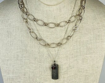 Two 2 Vintage Origami Owl Silver Tone Layering Charm Necklaces